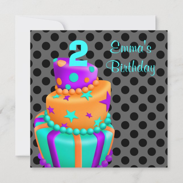 Invitación Pastel negro morado presenta a los Chicas segundo  (Anverso)