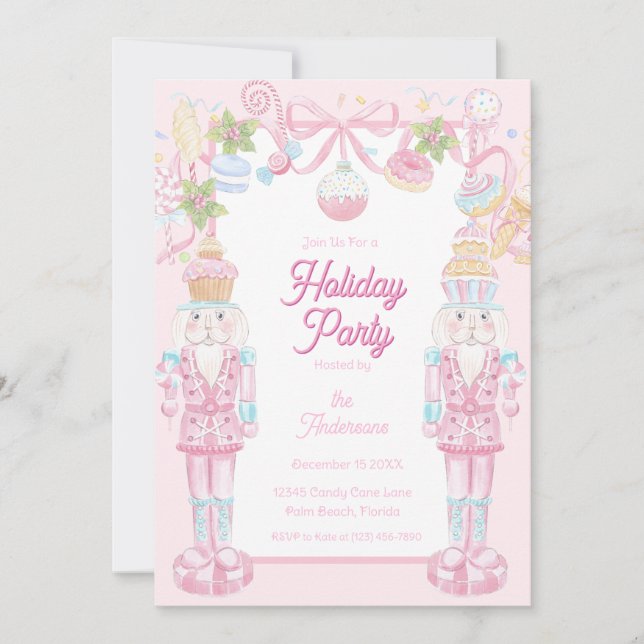 Invitación Pastel Nutcracker Sweet Holiday Treats Party (Anverso)