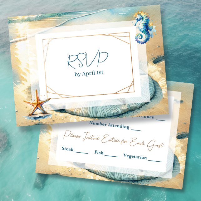 Invitación Pastel Ocean Sand Doll Wedding RSVP (Subido por el creador)