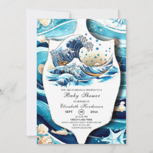 Invitación Pastel Ocean Waves Baby Shower