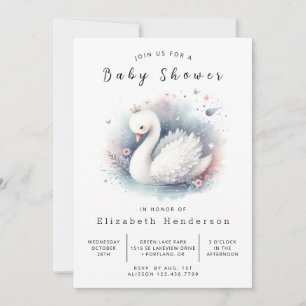 Invitación Pastel Online Swan Baby Shower