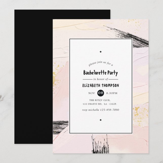 Invitación Pastel Paint Splash Bachelorette Party (Anverso / Reverso)