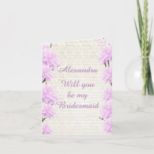 Invitación Pastel pale lilac floral será mi dama de honor