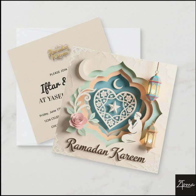 Invitación Pastel Papercut Ramadan Kareem Greeting (Subido por el creador)