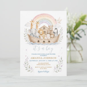 Invitación Pastel para Baby Shower Arca de Noé