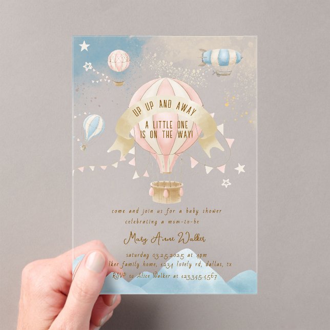 Invitación pastel para baby shower de globo aerost (Insitu (portátil))