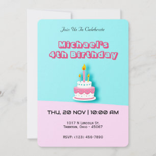 Invitación Pastel Pastel de Cumpleaños con Velas