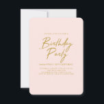 Invitación Pastel Peach Golden Birday Party<br><div class="desc">Invitación a la fiesta de cumpleaños de oro de Pastel Peach</div>