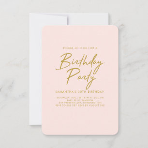 Invitación Pastel Peach Golden Birday Party