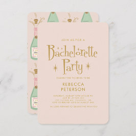Invitación Pastel Peach Golden Champagne Bachelorette