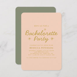 Invitación Pastel Peach Golden Typography Bachelorette