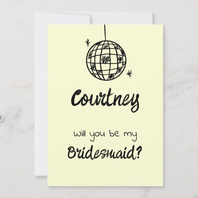 Invitación Pastel Penmanship Bridesmaid ButterCrema (Anverso)