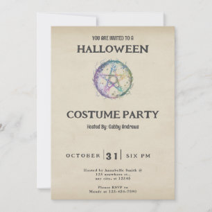 Invitación Pastel Pentagram Vintage Halloween