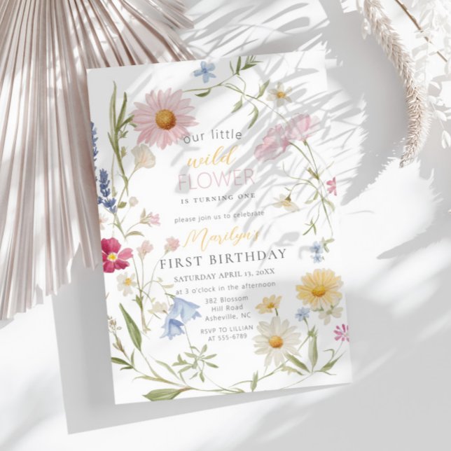 Invitación Pastel Pequeño Chica de Flor Silvestre (Subido por el creador)