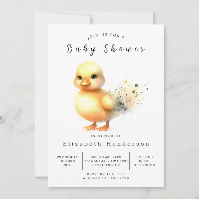 Invitación Pastel Personalizado Duck Baby Shower (Anverso)