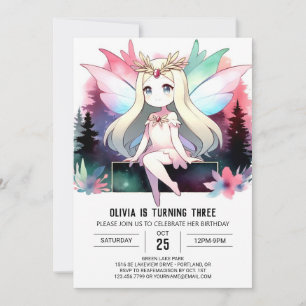 Invitación Pastel Personalizado Fairy Birthday