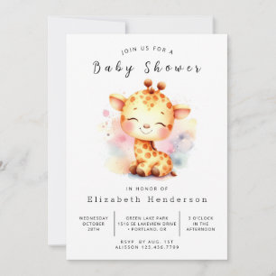 Invitación Pastel Personalizado Giraffe Baby Shower