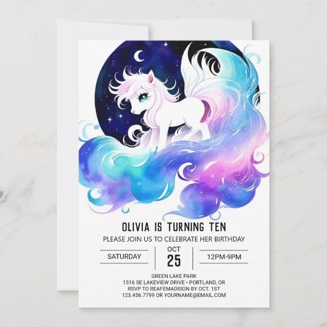 Invitación Pastel Personalizado Horse Cumpleaños (Anverso)