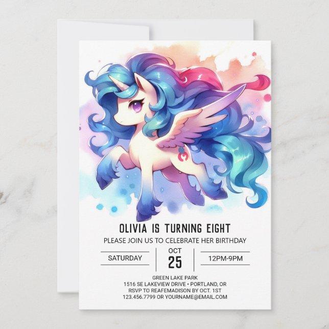 Invitación Pastel Personalizado Horse Cumpleaños (Anverso)