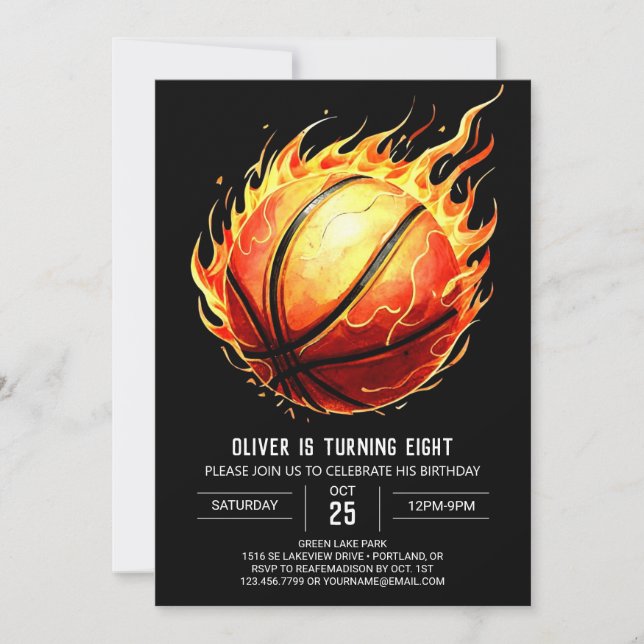Invitación Pastel Personalizado Net Basketball Cumpleaños (Anverso)