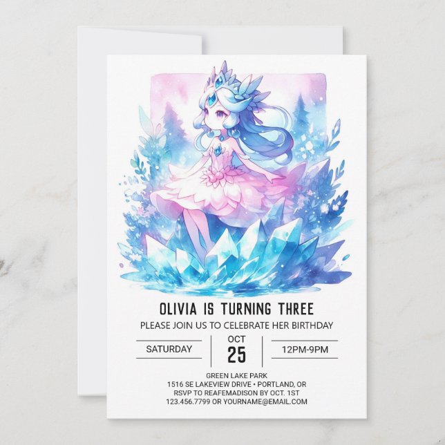 Invitación Pastel Personalizado Princess Cumpleaños (Anverso)