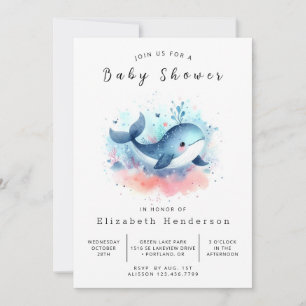 Invitación Pastel Personalizado Whale Baby Shower