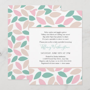 Invitación Pastel Pétalos poema bebé rociar