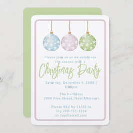 Invitación Pastel Pink Blue & Green Ornaments Christmas Party
