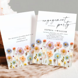 Invitación Pastel Pink Boho Wildflowers Engagement Party