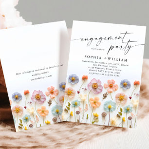 Invitación Pastel Pink Boho Wildflowers Engagement Party