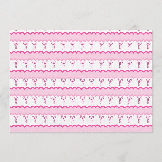 Invitación Pastel Pink Bow Seamless Pattern – Cute Aesthetic  (Anverso)