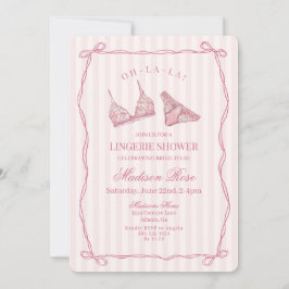 Invitación Pastel Pink Lingerie Shower Bridal Lace 