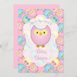 Invitación Pastel Pink Owl Baby Shower
