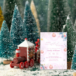 Invitación Pastel Pink Snowflake Floral Winter Baby Shower