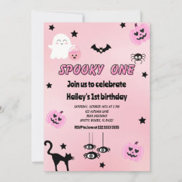 Invitación Pastel Pink Spooky Un primer Fiesta de cumpleaños