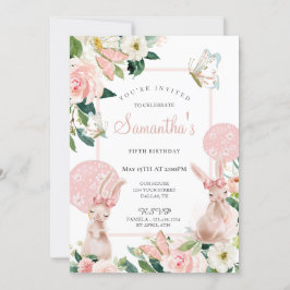 Invitación Pastel Pink Spring Floral Chica fiesta de cumpleañ
