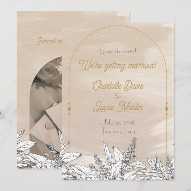 Invitación Pastel Pink Wedding Save the Date Card (Anverso / Reverso)