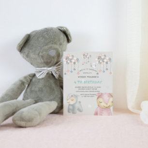 Invitación Pastel Plush Toys fiesta de cumpleaños virtual