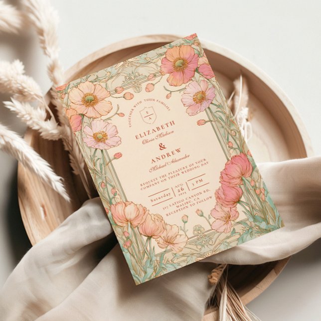 Invitación Pastel Poppy Garden Wedding (Subido por el creador)