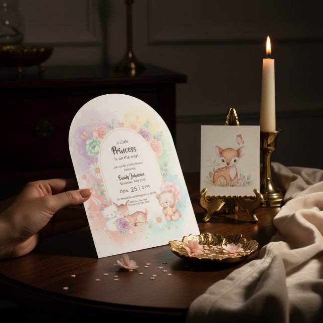 Invitación Pastel Princesa Cumpleaños de Bosque para Bebé (Subido por el creador)