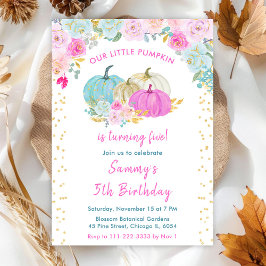 Invitación Pastel Pumpkins Confetti Birthday Party