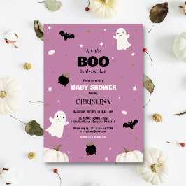 Invitación Pastel Purple Halloween Little Boo Baby Shower