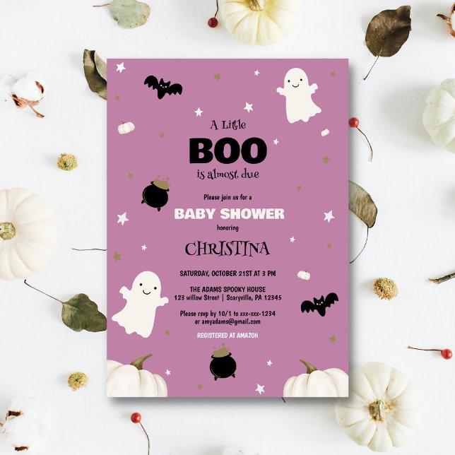 Invitación Pastel Purple Halloween Little Boo Baby Shower (Subido por el creador)