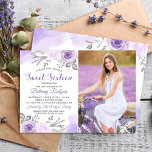 Invitación Pastel Purple Rosa Garden Sweet 16 Fotos de cumple<br><div class="desc">Pastel Purple Rosa Jardín Sweet 16 Invitación a la foto de cumpleaños</div>