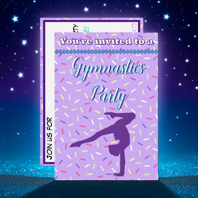 Invitación Pastel Purple Sprinkles Gymnastics Fiesta de cumpl (Subido por el creador)