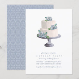 Invitación Pastel Purple Suculento de Cumpleaños