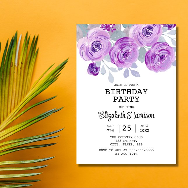 Invitación Pastel Púrpura Rosa Floral Greeneración Fiesta de  (Subido por el creador)