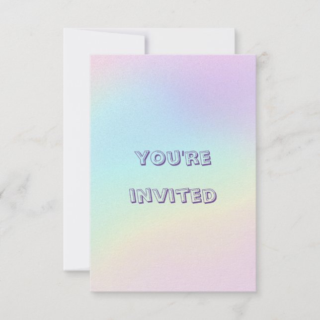 Invitación Pastel Rainbow Aesthetic Birday Party (Anverso)