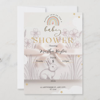 Invitación Pastel Rainbow Baby Shower Invitation Custom Edita