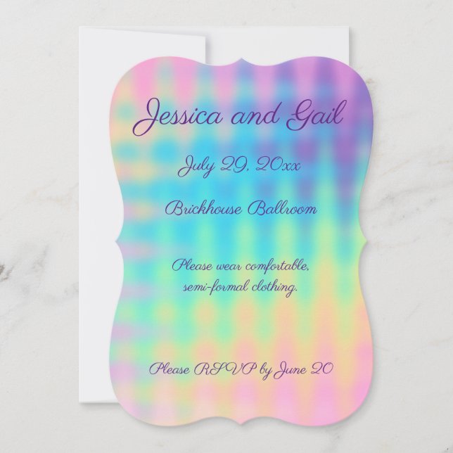 Invitación Pastel Rainbow Boda (Anverso)